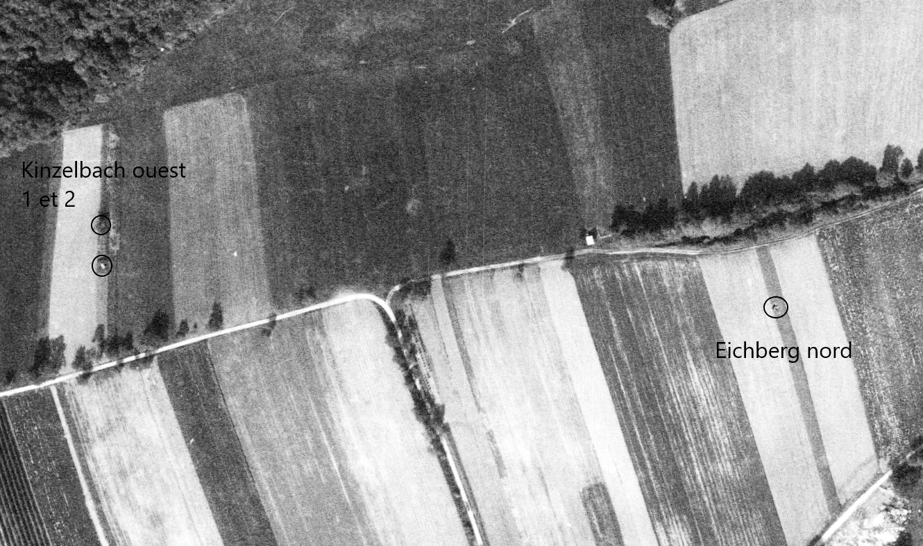 Ligne Maginot - Kinzelbach ouest 1, 2 et Eichberg nord (photo IGN du 10/10/1976) - Les blocs Kinzelbach ouest 1, 2 et Eichberg nord - IGN - Géoportail 1976