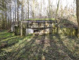Ligne Maginot - BB7 - (Blockhaus pour canon) - La façade de tir de flanquement vers la droite. A gauche se distingue l'entrée du blockhaus.