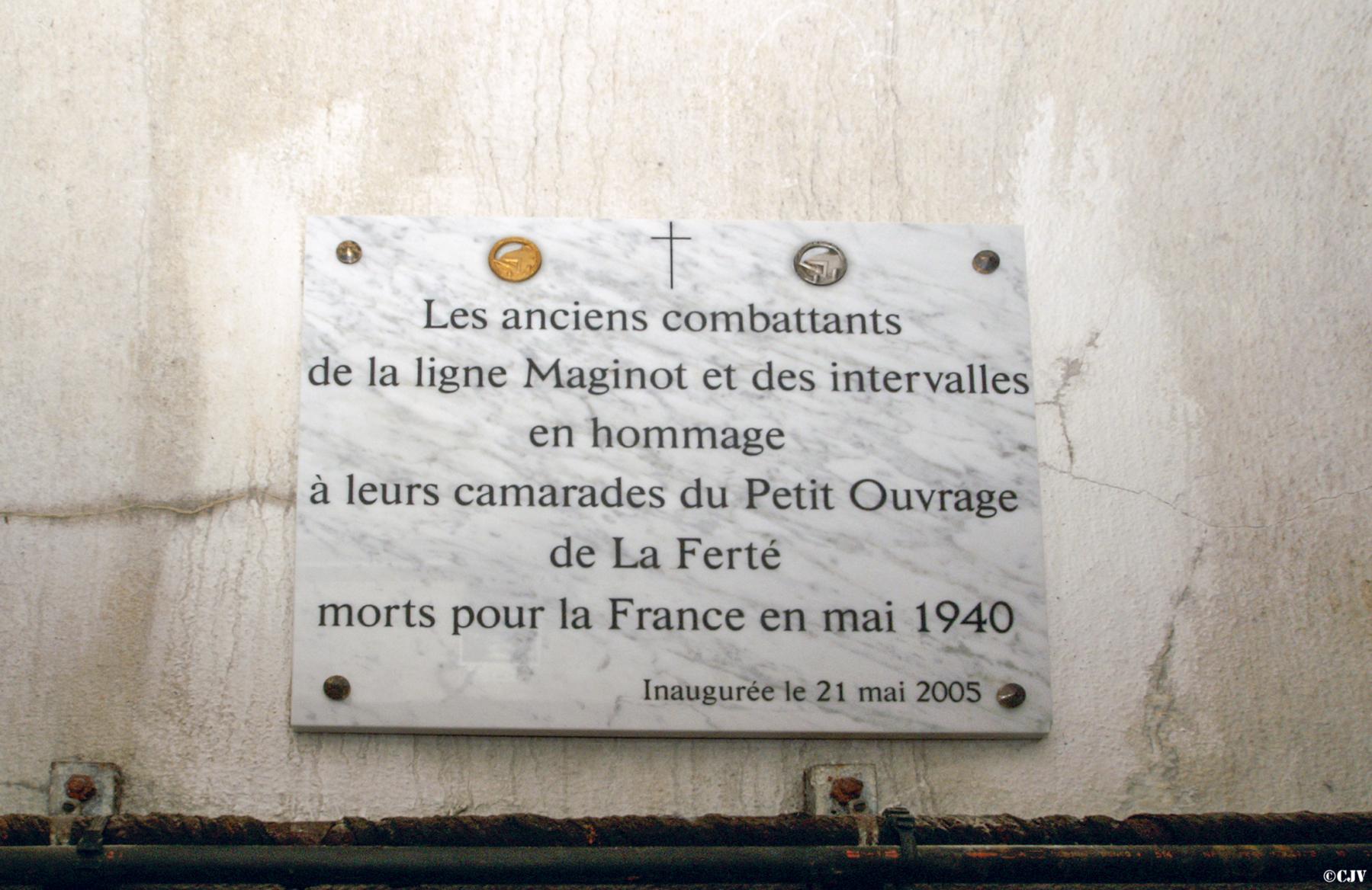 Ligne Maginot - LA FERTE - (Ouvrage d'infanterie) - Plaque commémorative posée en 2005 - Hans Vermeulen