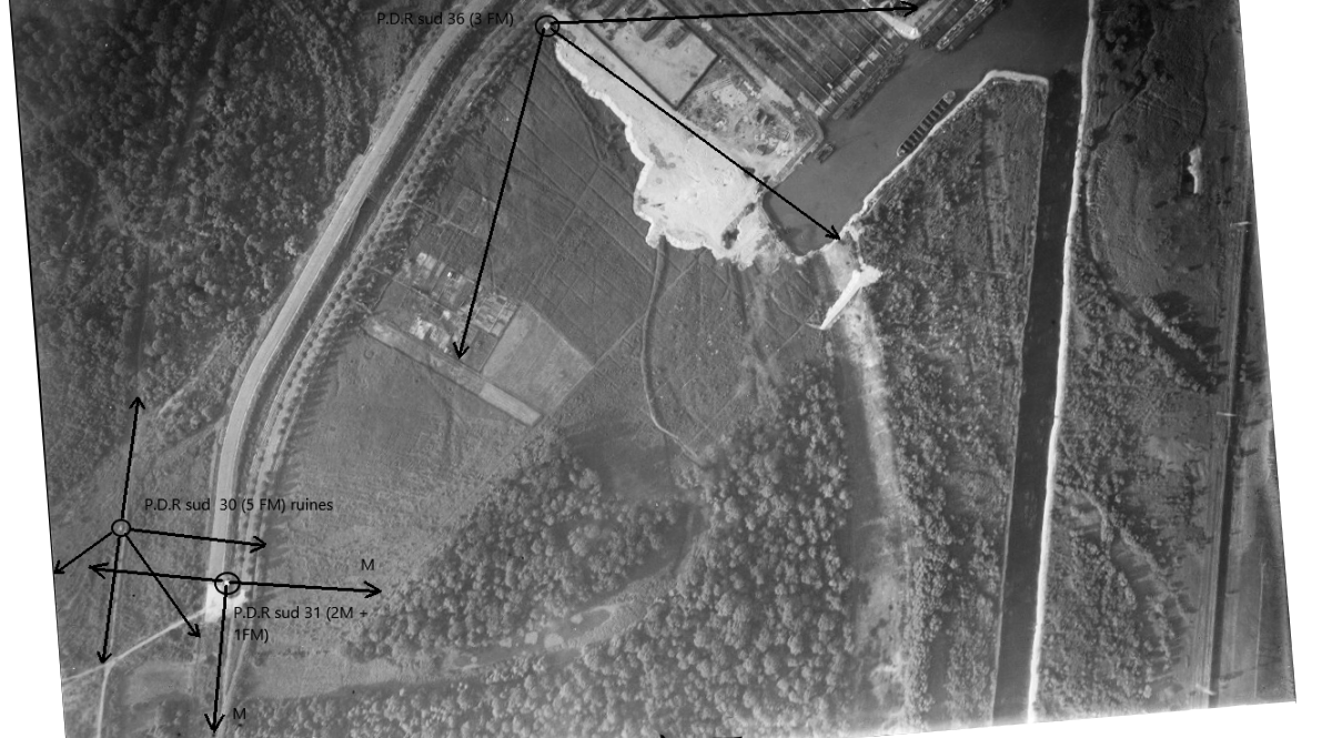Ligne Maginot - 302 - PORT DU RHIN SUD 31 - (Blockhaus pour arme infanterie) - Les blockhaus Port du Rhin Sud 36, 30 et 31 - IGN - Géoportail 1947