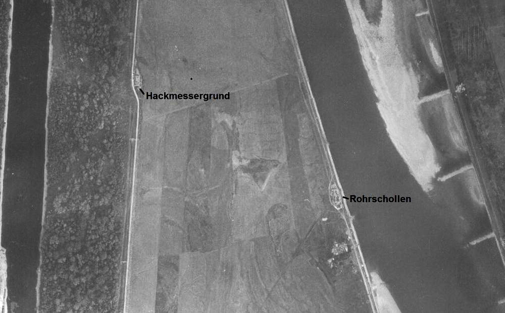 Ligne Maginot - Casemates de ROHRSCHOLLEN et HACKMESSERGRUND - Les casemates Hackmessergrund et Rohrschollen en 1947 - IGN - Géoportail 1947