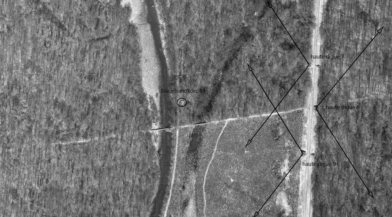 Ligne Maginot - HAUTE DIGUE 7 à 9 - (Blockhaus pour arme infanterie) - Haute Digue 7,8,9 et Blauelsandkoepfel  - IGN - Géoportail 1970