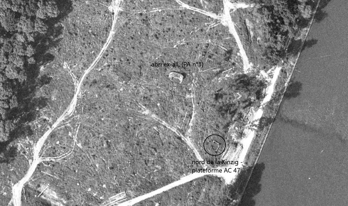 Ligne Maginot - NORD DE LA KINZIG - (Cuve pour canon) - L'abri ex-allemand et la plateforme AC 47 - IGN - Géoportail 1969