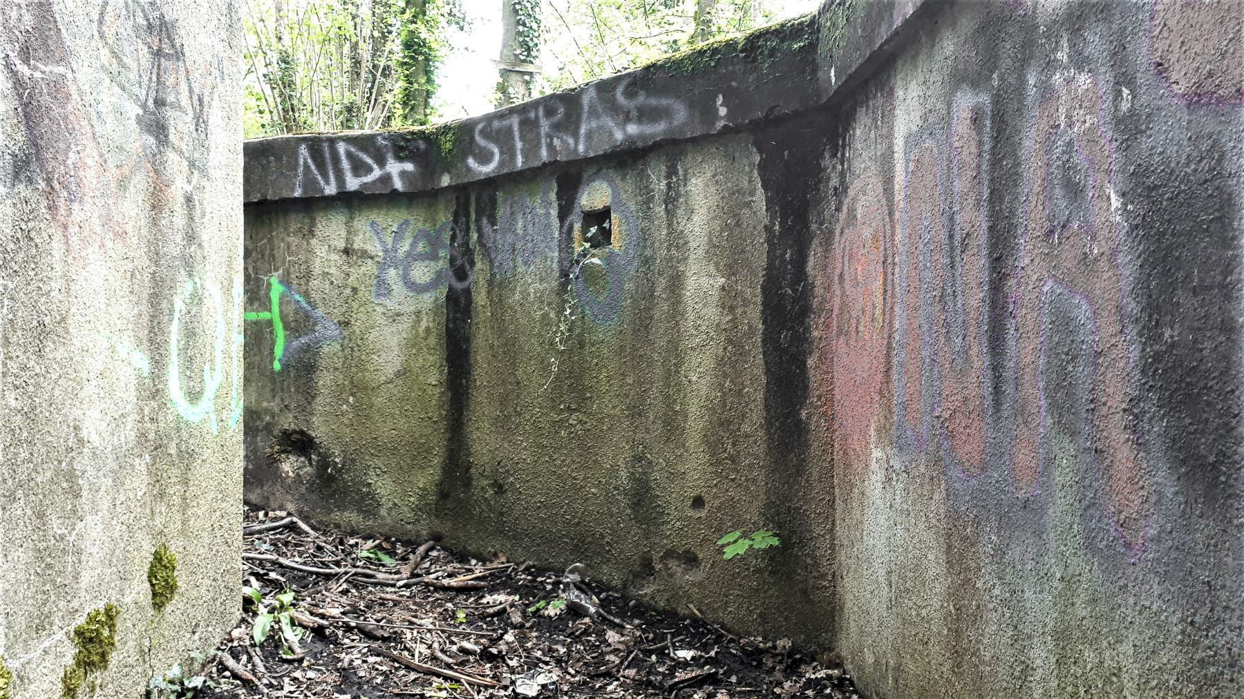 Ligne Maginot - OBERJAEGERHOFF - (Abri) - Le muret munis d'un créneau de fusillade protégeant les entrées - Gregory Fuchs