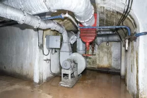 Ligne Maginot - LAVOIR - (Ouvrage d'artillerie) - Bloc 2
Ventilateur air pur au pied du bloc