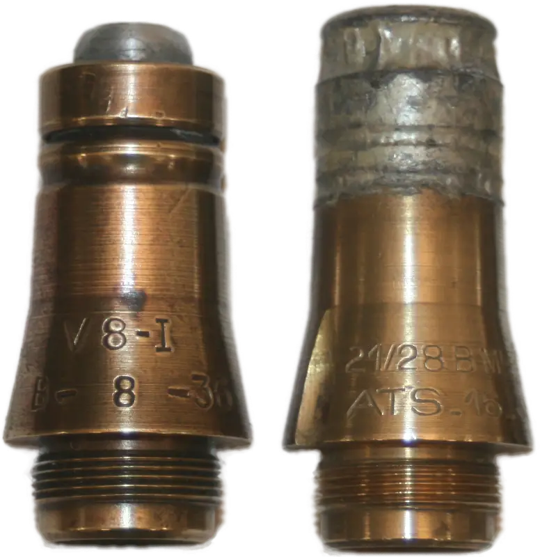 Ligne Maginot - Munition pour mortier de 60 mm FA mle 1935 (60 FA 35) - Fusées V 8-I et 22/28 B Mle 1935 avec sa coiffe d’étain (sans porte-amorce)