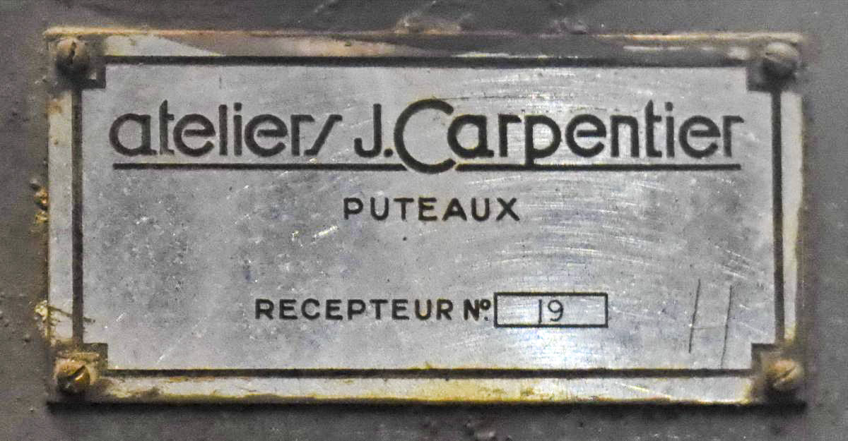 Ligne Maginot - Récepteur d'ordres Carpentier - Plaque de constructeur
Ouvrage du Simserhof