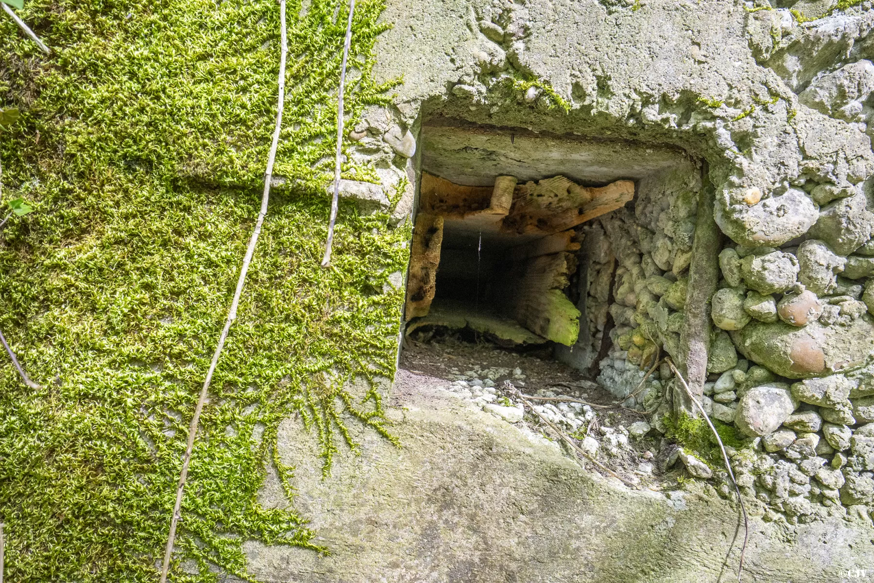 Ligne Maginot - CB441 - (Blockhaus pour arme infanterie) - Le bois du coffrage est toujours présent - Lia VERMEULEN