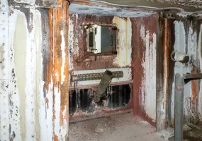 Ligne Maginot - SAINT OURS HAUT (SOH) - (Ouvrage d'artillerie) - Bloc 5
Etage supérieur
Chambre de tir - Créneau JM droite