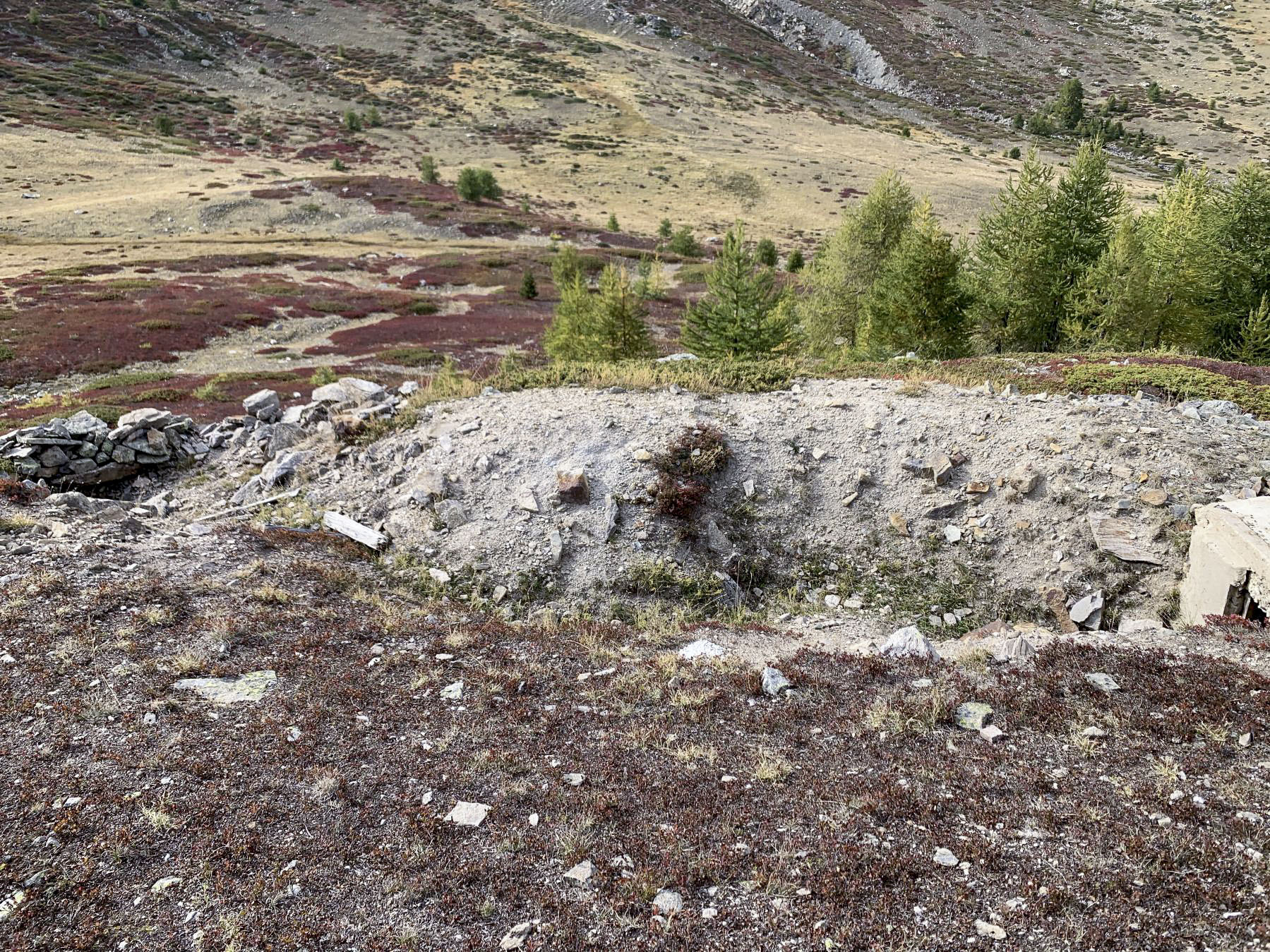 Ligne Maginot - COL DE GRANON ANNEXE 1 - (Blockhaus pour arme infanterie) - L'entrée avec une tranchée menant à une simple cuve pour FM - Mokry laurent