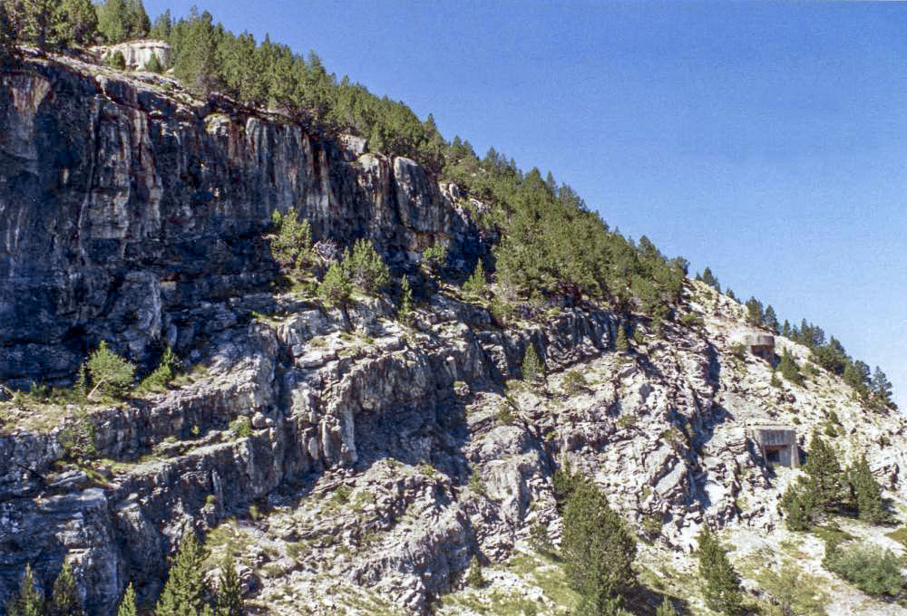 Ligne Maginot - LES AITTES - (Ouvrage d'infanterie) - Vue de l'avant
A gauche de la photo en hauteur, le bloc 1, sur la droite de la photo, les blocs 4 (en bas) et 3 - Pascal LAMBERT