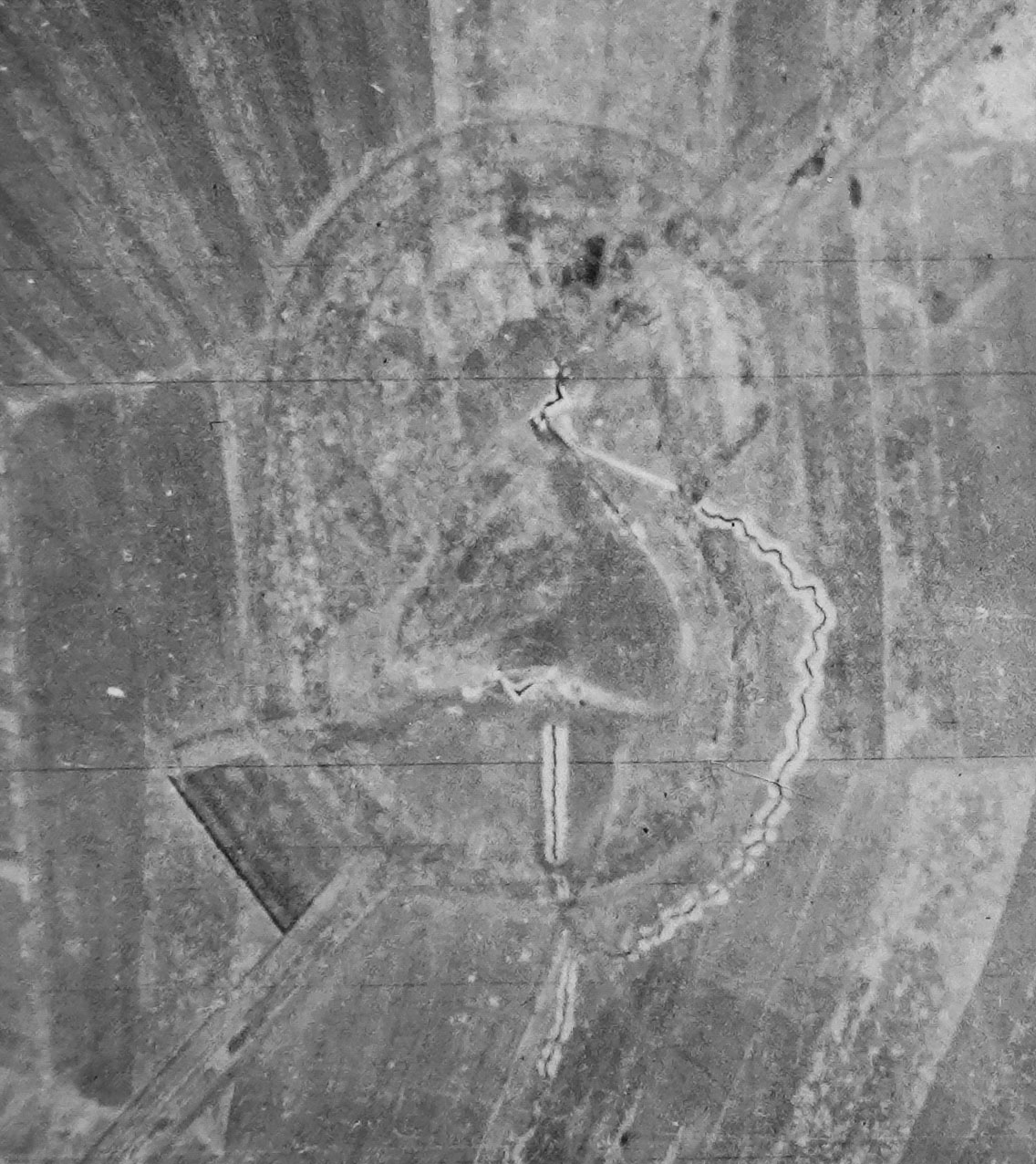 Ligne Maginot - ESCHERANGE OUEST - C37 - (Casemate d'infanterie - Simple) - Vue aérienne des deux casemates d'Escherange en mars 1940 - Armée de l'Air
